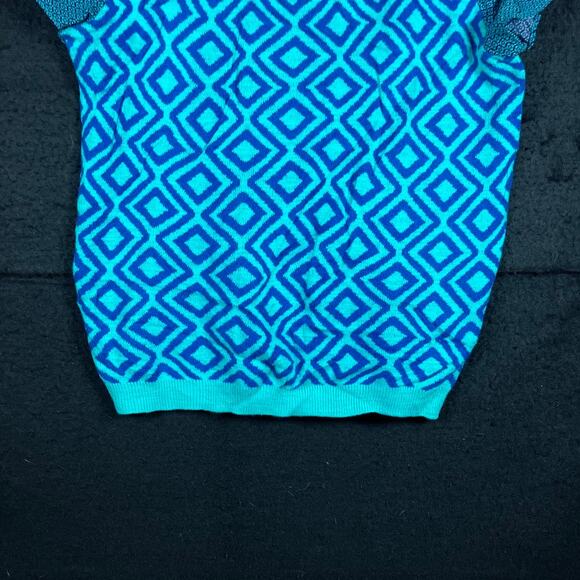 Ann Taylor Loft Womens Shirt Turquoise Geometric Diamond Cap Sleeve Modal S - Picture 3 of 12